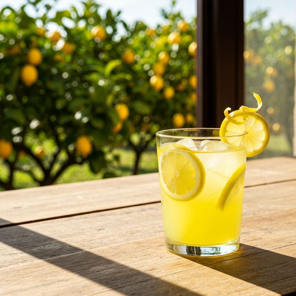 Bicchiere di limoncello con limoni freschi